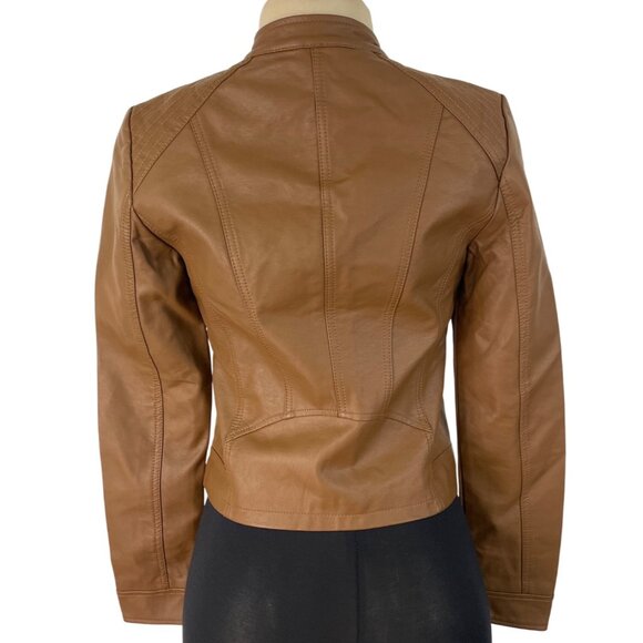 Vero Moda Women's Brown Faux Leather Jacket With Various Pockets Sz S - New - Picture 3 of 9